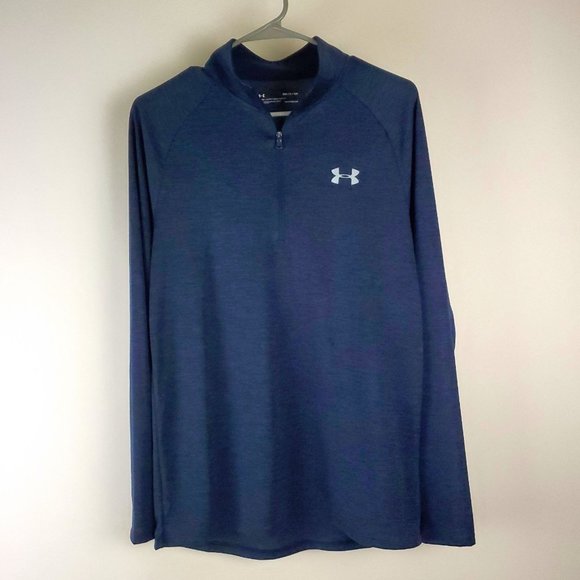 Mens Small Under Armour Loose Fit Heat Gear Pull Over with Zip Blue NICE Clean - Picture 1 of 3